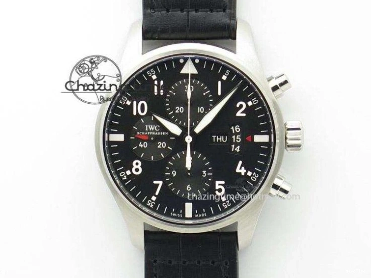 MIROTIME 0213 Soft Pilot Chrono 3777 43mm ZF 1:1 Best Edition Black Dial On Black Leather Strap A 7360